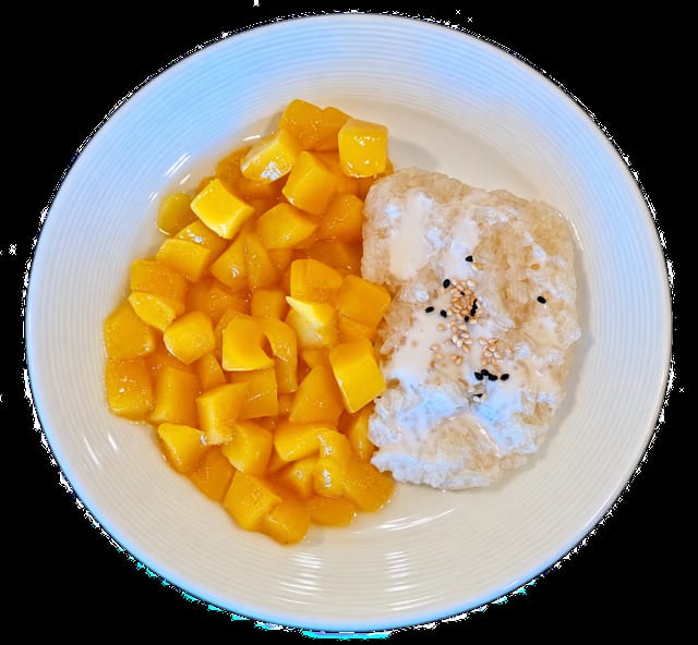 Diced Mango in Syrup with Sticky Rice.